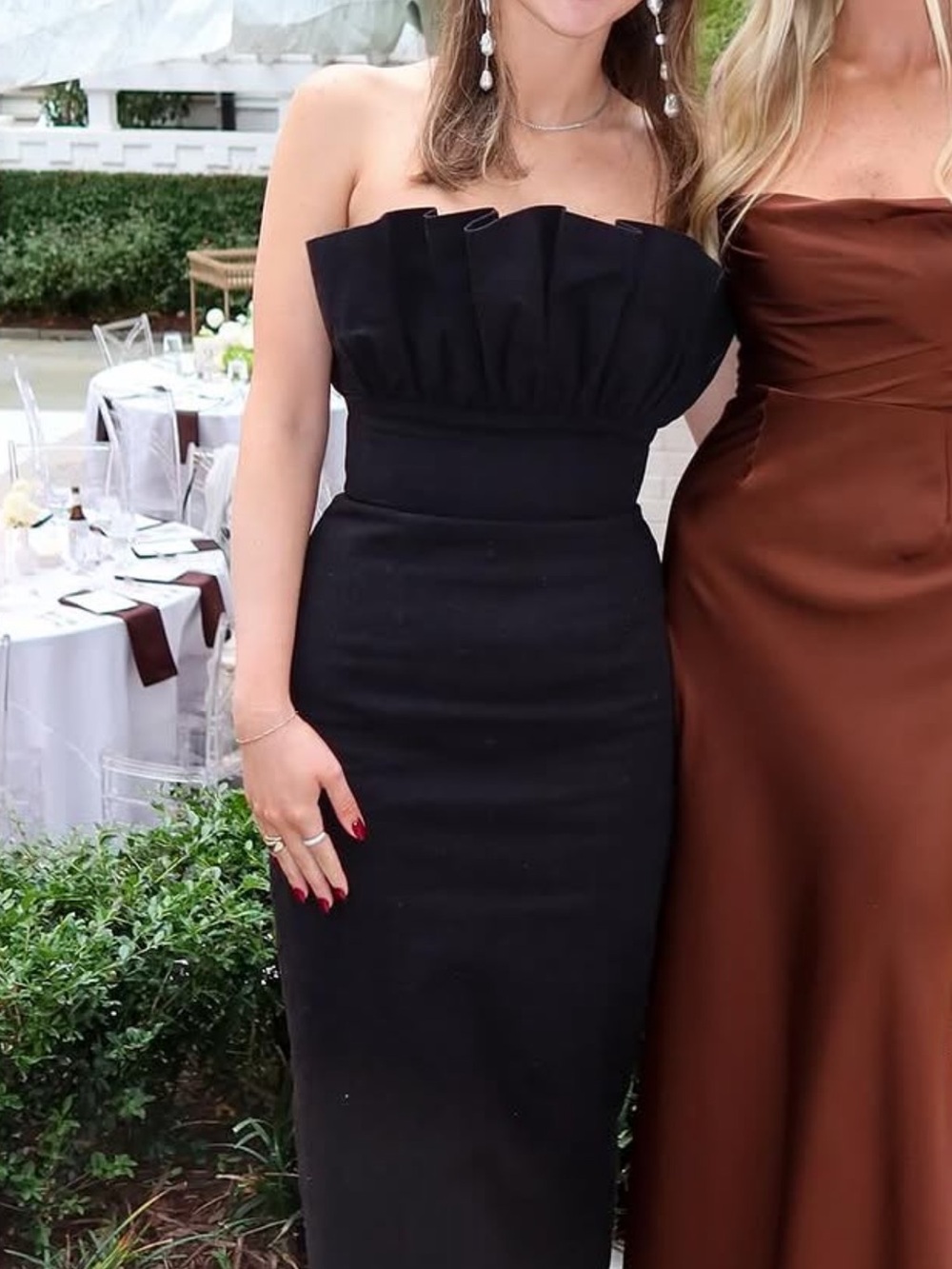 Strapless Black Maxi Dress with Ruffled Bodice - Picture 2 of 4